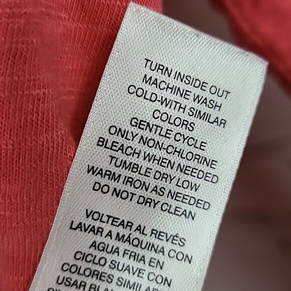 Chico's Ultimate Tee Revi Roll-Tab Slub Knit Top Party Punch Women's Coral Shirt - Picture 8 of 9